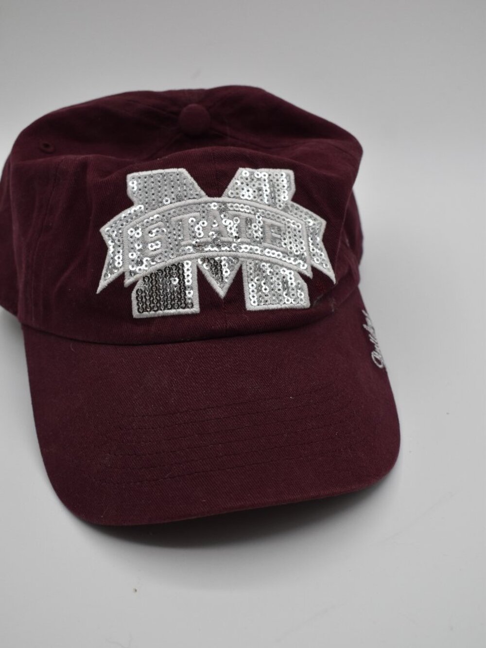 Maroon Sequin M Logo Baseball Cap